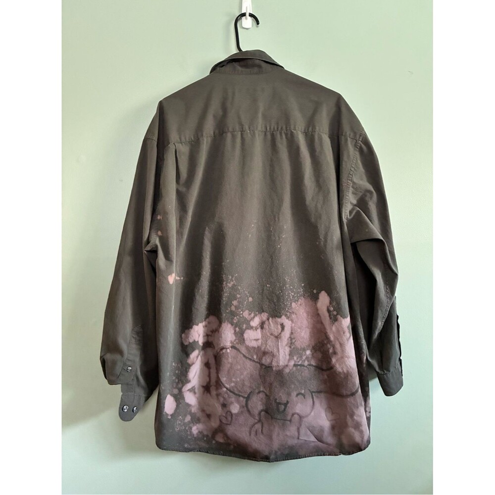 Cinnamoroll Sanrio Kawaii Pastel Goth Bleached Handmade Button-Up Jacket Sz XL